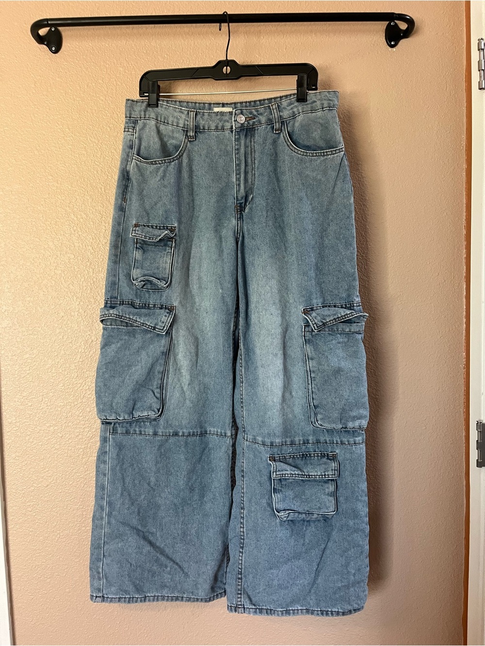 Y2K Rlaxed Wide-Leg Cargo Denim Jeans